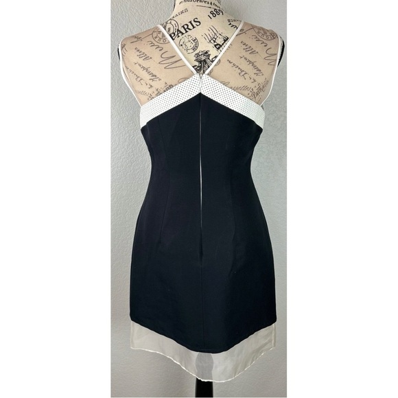 NWT Wai Ming LBD Sophie Dress Silk with Mesh and Leather Trim, size Medium - Picture 5 of 9